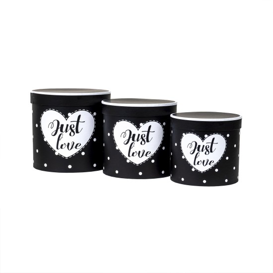 Set 3 cutii cu forma cilindrica si model / CD4387_Negru