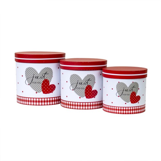 Set 3 cutii cu forma cilindrica si model / CD4387_Rosu