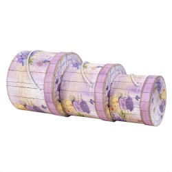 Set 3 cutii cu forma cilindrica si model lavanda, roz / CD4390_Roz