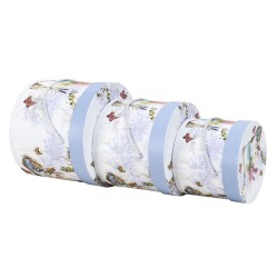 Set 3 cutii cu forma cilindrica si model lavanda, albastru / CD4390_Albastru