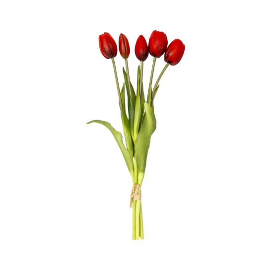 Buchet 5 lalele din silicon, cu aspect natural, inaltime 40cm / SL058_Rosu
