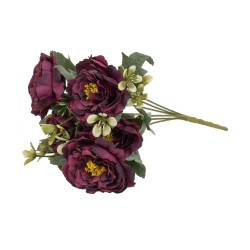 Buchet flori artificiale, 6 capete, culoare mov inchis, H 30 cm, B.S.P. / CD4607_1