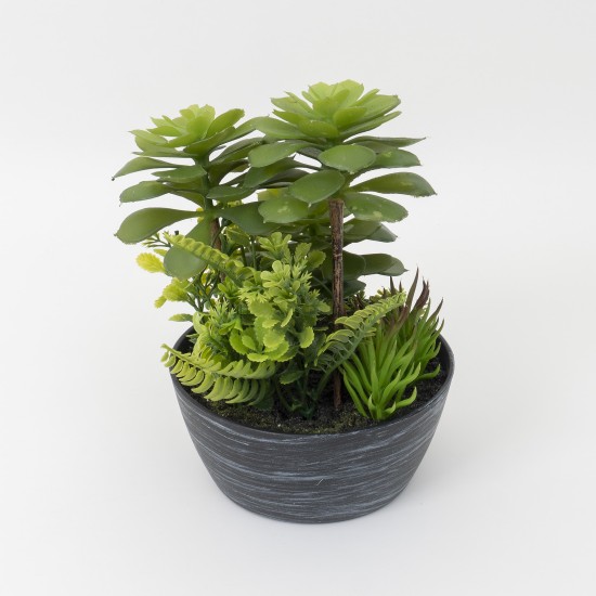 Decoratiune artificiala, verdeata in ghiveci plastic H 26 cm, B.S.P. / CD4611