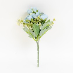 Buchet flori artificiale, 7 fire, culoare bleu, H 30 cm, B.S.P. / CD4612_1