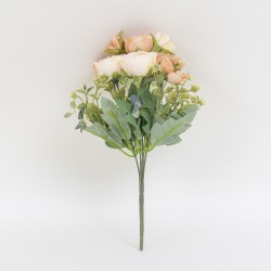 Buchet flori artificiale, 7 fire, culoare crem, H 30 cm, B.S.P. / CD4612_2