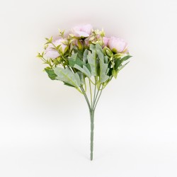 Buchet flori artificiale, 7 fire, culoare roz, H 30 cm, B.S.P. / CD4612_3