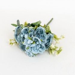 Buchet flori artificiale, 7 fire, culoare bleu, H 30 cm, B.S.P. / CD4612_1