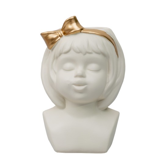 Vaza din ceramica, model fetita cu fundita, culoare alb, B.S.P. / CD4906_1