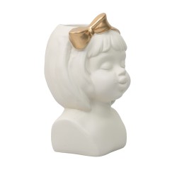 Vaza din ceramica, model fetita cu fundita, culoare alb, B.S.P. / CD4906_1