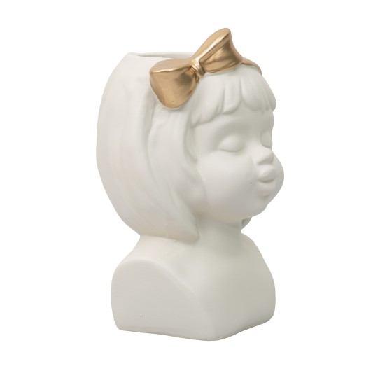 Vaza din ceramica, model fetita cu fundita, culoare alb, B.S.P. / CD4906_1