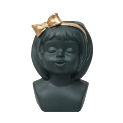 Vaza din ceramica, model fetita cu fundita, culoare verde, B.S.P. / CD4906_2