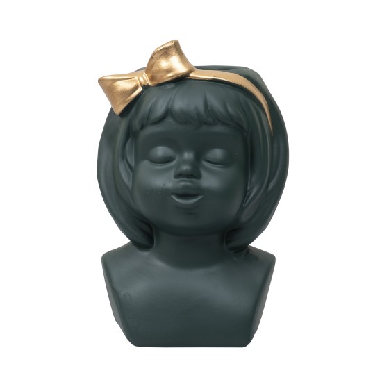 Vaza din ceramica, model fetita cu fundita, culoare verde, B.S.P. / CD4906_2