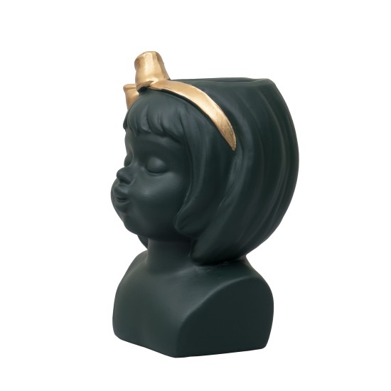 Vaza din ceramica, model fetita cu fundita, culoare verde, B.S.P. / CD4906_2