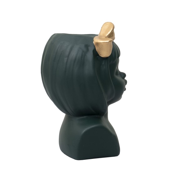 Vaza din ceramica, model fetita cu fundita, culoare verde, B.S.P. / CD4906_2