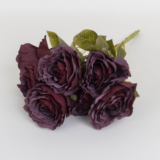 Buchet trandafiri artificiali, culoare grena, 7 fire, H 44 cm, B.S.P. / CD4918_1