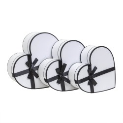 Set 3 cutii in forma de inima, cu fundita / CD4924_Alb