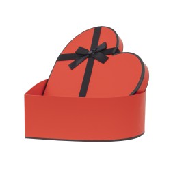 Set 3 cutii in forma de inima, cu fundita / CD4924_Rosu