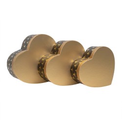 Set 3 cutii in forma de inima, negru cu capac auriu, B.S.P. / CD4927_1