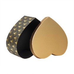 Set 3 cutii in forma de inima, negru cu capac auriu, B.S.P. / CD4927_1