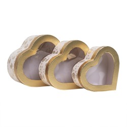 Set 3 cutii in forma de inima, roz cu capac trasparent / CD4934_roz