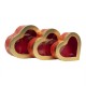 Set 3 cutii in forma de inima, rosu cu capac trasparent / CD4934_rosu