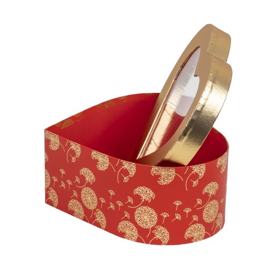 Set 3 cutii in forma de inima, rosu cu capac trasparent / CD4934_rosu