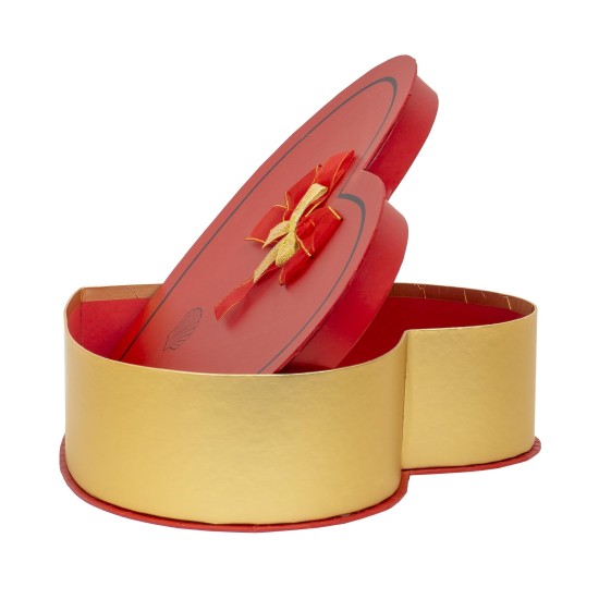 Set 3 cutii in forma de inima, cu capac rosu / CD4954_Rosu