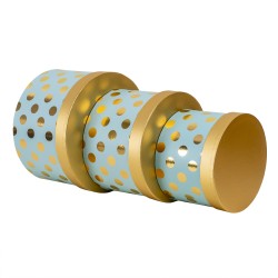 Set 3 cutii cu forma rotund, bleu cu buline aurii / CD4955_Bleu