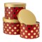 Set 3 cutii cu forma rotund, rosu cu buline aurii / CD4955_rosu