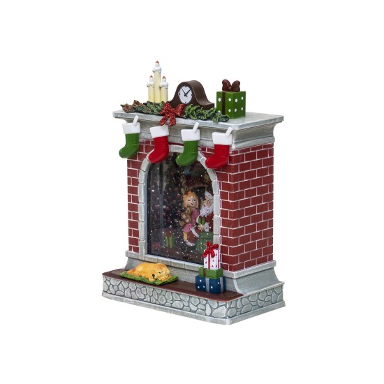 Decoratiune Craciun in forma de semineu, luminos, muzical, alimentare USB/ baterii / CD4975