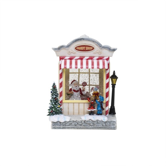 Decoratiune Craciun in forma de casuta cu dulciuri, luminos, muzical, alimentare USB/ baterii / CD4976