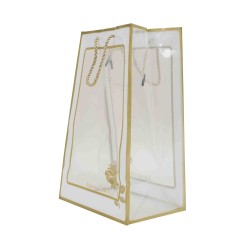 Set 10 pungi transparente pentru flori, culoare auriu, 30x20x12 cm, B.S.P. / CD5050_2