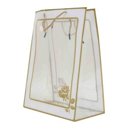 Set 10 pungi transparente pentru flori, culoare auriu, 35X25X15 cm, B.S.P. / CD5051_1