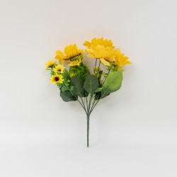 Buchet floarea-soarelui artificiala, 7 fire, H 30 cm, B.S.P. / CD532-1