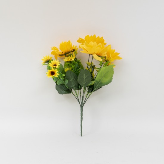 Buchet floarea-soarelui artificiala, 7 fire, H 30 cm, B.S.P. / CD532-1