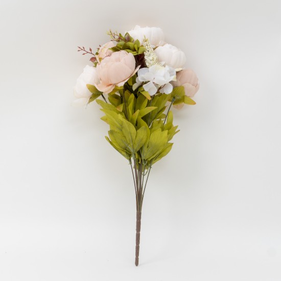 Buchet bujor artificial, 12 fire, culoare crem, 50x12 cm, B.S.P. / CD533_2