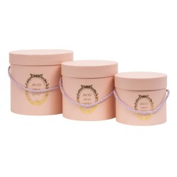 Set 3 cutii cu forma cilindrica si model, culoare roz / CD741_roz