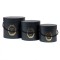 Set 3 cutii cu forma cilindrica si model, culoare negru / CD741_negru
