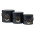 Set 3 cutii cu forma cilindrica si model, culoare negru / CD741_negru