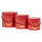 Set 3 cutii cu forma cilindrica si model, culoare rosu / CD741_rosu