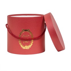 Set 3 cutii cu forma cilindrica si model, culoare rosu / CD741_rosu