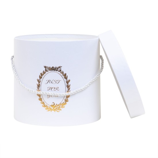 Set 3 cutii cu forma cilindrica si model, culoare alb / CD741_alb