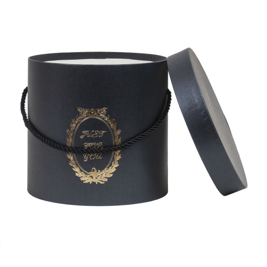 Set 3 cutii cu forma cilindrica si model, culoare negru / CD741_negru