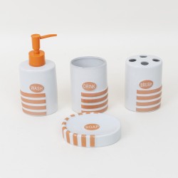 Set 4 accesorii baie, culoare alb + portocaliu, B.S.P. / CD834_1