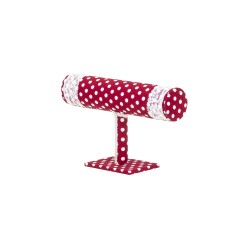 Suport de expunere bratari si ceasuri, cu forma cilindrica, rosu cu alb / CD895_Rosu