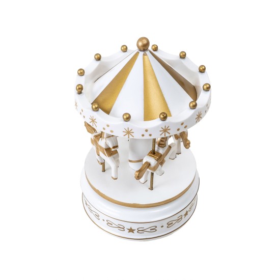 Carusel muzical, alb/auriu, rotativ, 10 x18 cm / SL233_2