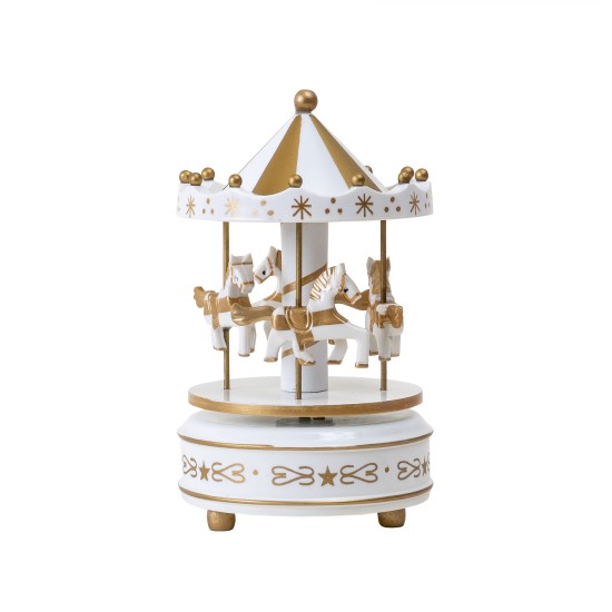 Carusel muzical, alb/auriu, rotativ, 10 x18 cm / SL233_2