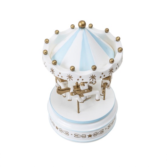 Carusel muzical, alb/bleu, rotativ, 10 x18 cm / SL233_1