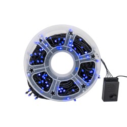 Instalatie de craciun, culoare albastru, pentru interior / exterior, 50m, 8 jocuri de lumini, fir negru, B.S.P. / SL296