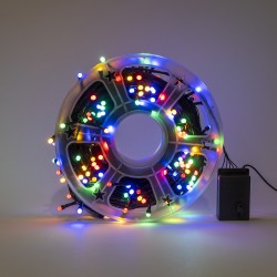 Instalatie de craciun, multicolor, pentru interior / exterior, 50m, 8 jocuri de lumini, fir negru, B.S.P. / SL295